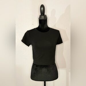 Fashion Nova Black Crop Fitted T-Shirt